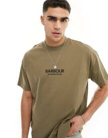 バブアー Barbour International Formula oversized t-shirt in khaki exclusive to asos メンズ