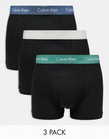 カルバンクライン Calvin Klein ASOS Exclusive 3-pack of trunks with contrast waistbands in black メンズ