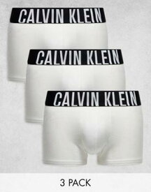 カルバンクライン Calvin Klein intense power cotton stretch trunks 3 pack in white メンズ