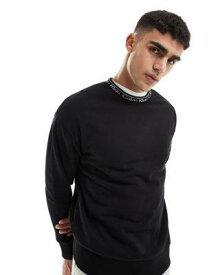 カルバンクライン Calvin Klein running logo comfort sweatshirt in black - exclusive to ASOS メンズ
