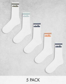 ellesse エレッセ Ellesse 5 pack logo sports socks in gift box in white メンズ