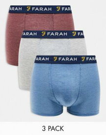 ファーラー Farah 3 pack boxers in denim grey and burgundy marl メンズ