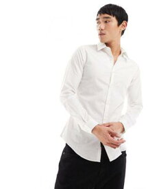 フレンチコネクション French Connection skinny shirt in white メンズ