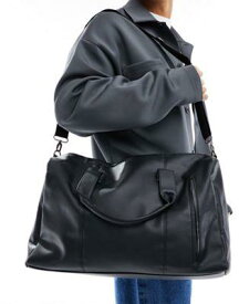 フレンチコネクション French Connection faux leather weekend holdall bag in black メンズ