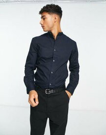 フレンチコネクション French Connection grandad collar shirt in navy メンズ