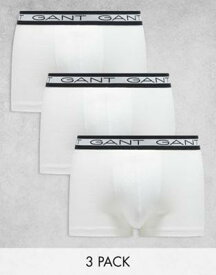 Gant ガント GANT 3 pack underwear with logo waistband in white メンズ