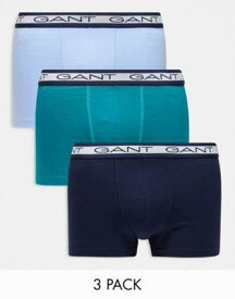 Gant ガント GANT 3 pack underwear with logo waistband in navy green blue メンズ