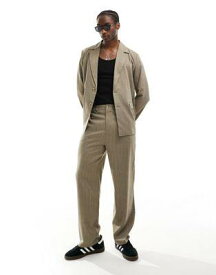 Reclaimed Vintage suit trouser in beige pinstripe co-ord メンズ