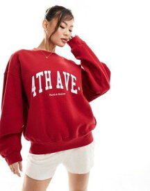4th & Reckless Avenue lounge sweatshirt in cherry red レディース