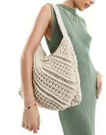 アクセサライズ Accessorize knitted oversized shoulder bag in ecru レディース