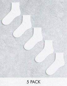 エイソス ASOS DESIGN 5 pack ankle socks in white レディース