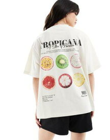 エイソス ASOS DESIGN boyfriend fit t-shirt with tropicana back graphic in cream レディース