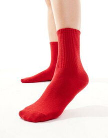 エイソス ASOS DESIGN bright red ankle socks レディース