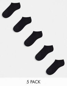 エイソス ASOS DESIGN 5 pack trainer socks in black レディース