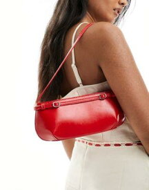 エイソス ASOS DESIGN shoulder bag with buckle detail in red レディース