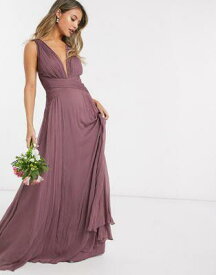 エイソス ASOS DESIGN Bridesmaid ruched bodice drape maxi dress with wrap waist レディース