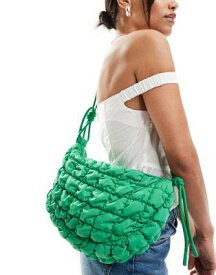 エイソス ASOS DESIGN sling crossbody bag in nylon ruched in green レディース