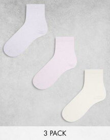 エイソス ASOS DESIGN 3 pack ankle marl socks in multi レディース