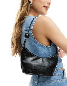 エイソス ASOS DESIGN shoulder bag with resin ball detail strap in black レディース