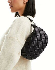 エイソス ASOS DESIGN folded weave slouch shoulder bag in black レディース