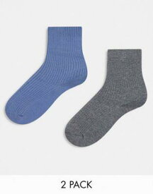 エイソス ASOS DESIGN 2 pack fine rib ankle socks レディース