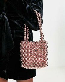 エイソス ASOS DESIGN shoulder bag with ball beads in pink レディース