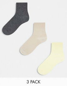 エイソス ASOS DESIGN 3 pack rib ankle socks in pastels レディース