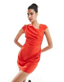 エイソス ASOS DESIGN asymmetric neckline mini dress in hot red レディース