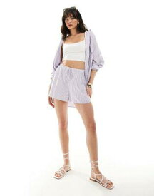 エイソス ASOS DESIGN cotton co-ord short in purple stripe レディース