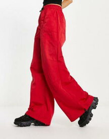 エイソス ASOS DESIGN parachute cargo trouser with belt detail in techy fabric in red レディース