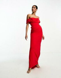 エイソス ASOS DESIGN bardot premium maxi dress in red レディース