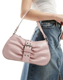 エイソス ASOS DESIGN ruched buckle detailing shoulder bag in pink レディース