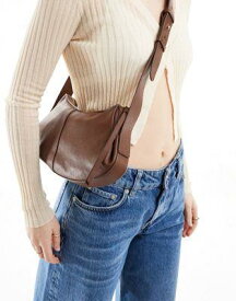 エイソス ASOS DESIGN leather sling crossbody bag with strap detail in brown レディース