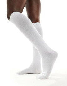 エイソス ASOS DESIGN rib knee high socks in white レディース