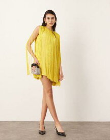 エイソス ASOS EDITION ultimate fringe trapeze mini dress in yellow レディース