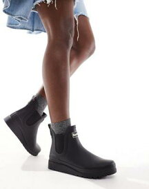 バブアー Barbour Clifton wedge chelsea wellington boots in black exclusive to asos レディース