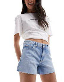 カルバンクライン Calvin Klein Jeans mid rise denim shorts in light wash レディース