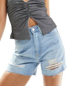 カルバンクライン Calvin Klein Jeans denim mom shorts in light wash レディース
