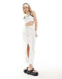 カルバンクライン Calvin Klein Jeans zip detail denim maxi skirt in white wash - ASOS Exclusive レディース