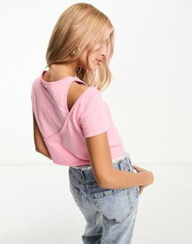 カルバンクライン Calvin Klein Jeans cutout baby t-shirt in pink - exclusive to ASOS レディース