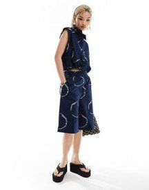 Collusion コリュージョン COLLUSION long line boxer short co ord in blue tie dye print レディース