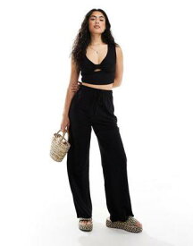 オンリー ONLY wide leg trouser co-ord in black レディース