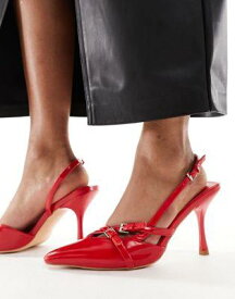 Public Desire smoosh front strap heeled shoes in red レディース