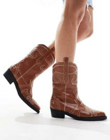 Public Desire Folklore ankle western boot in tan レディース