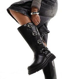 Public Desire Fast Track biker boot in black レディース