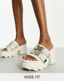 パブリックディザイア Public Desire Wide Fit Exclusive Oslo chunky heeled sandals in off white レディース