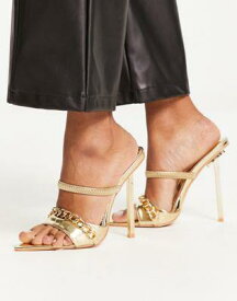 Public Desire chain strap stiletto heeled sandals in gold レディース