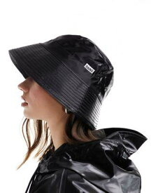 レインズ Rains waterproof bucket hat in shiny black exclusive to asos レディース