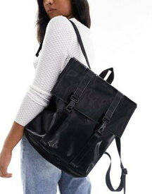 レインズ Rains MSN mini unisex waterproof backpack in shiny black exclusive to asos ユニセックス