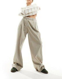 Selected Femme high waist wide fit trousers in beige レディース